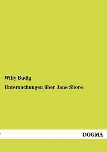 Cover image for Untersuchungen uber Jane Shore