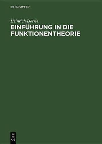 Cover image for Einfuhrung in Die Funktionentheorie