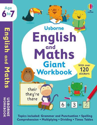 Cover image for Usborne English and Maths Giant Workbook 6-7