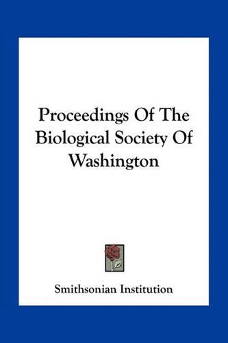 Cover image for Proceedings of the Biological Society of Washington