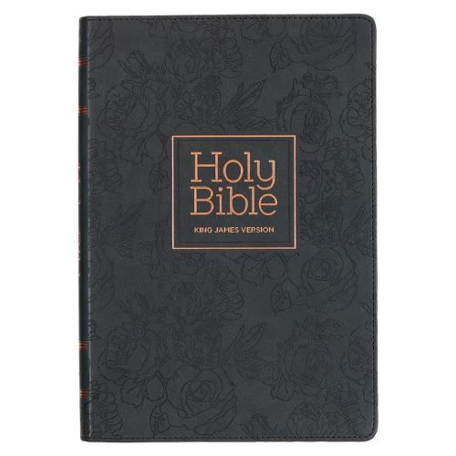 Cover image for KJV Holy Bible, Thinline Large Print Faux Leather Red Letter Edition - Thumb Index & Ribbon Marker, King James Version, Black, Zipper Closure