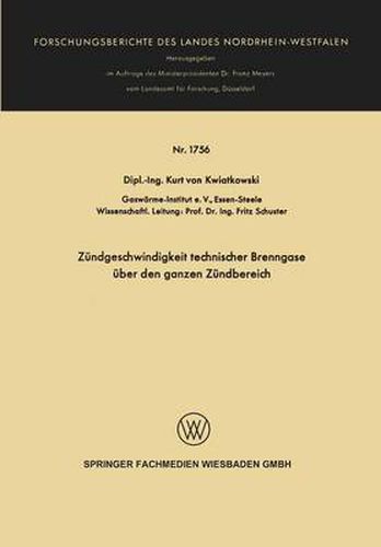 Cover image for Zundgeschwindigkeit Technischer Brenngase UEber Den Ganzen Zundbereich