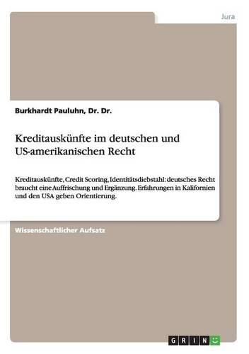 Cover image for Kreditauskunfte Im Deutschen Und Us-Amerikanischen Recht