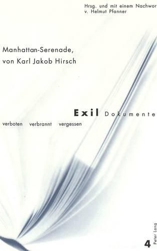 Cover image for Manhattan-Serenade: Herausgegeben Und Mit Einem Nachwort Von Helmut Pfanner