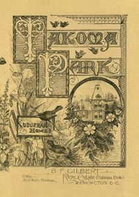 Cover image for BF Gilbert 1886 Takoma Park Brochure