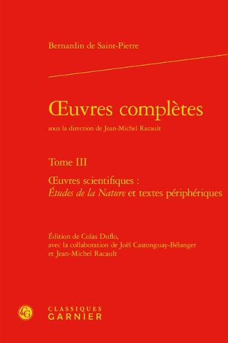 Cover image for Oeuvres Completes. Tome III: Oeuvres Scientifiques: Etudes de la Nature Et Textes Peripheriques