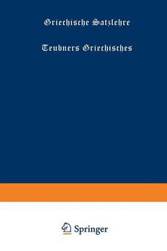 Cover image for Griechische Satzlehre