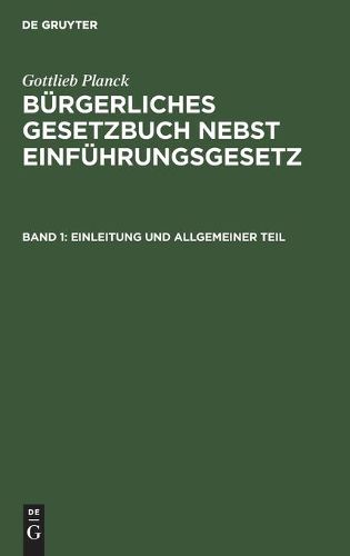 Cover image for Einleitung Und Allgemeiner Teil