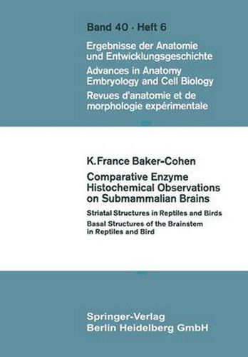 Cover image for Comparative Enzyme Histochemical Observations on Submammalian Brains