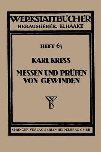 Cover image for Messen Und Prufen Von Gewinden