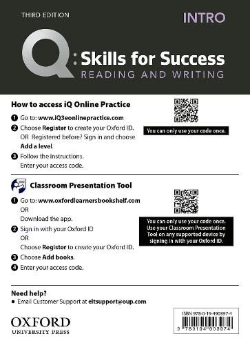 Cover image for Q: Skills for Success: Intro Level: Reading and Writing Teacher's Access Card