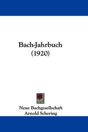 Cover image for Bach-Jahrbuch (1920)