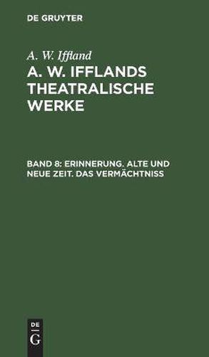 Cover image for Erinnerung. Alte Und Neue Zeit. Das Vermachtniss