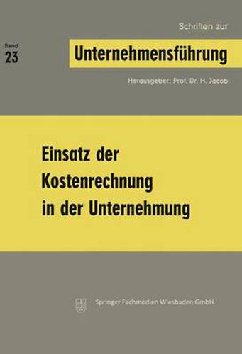 Cover image for Einsatz Der Kostenrechnung in Der Unternehmung