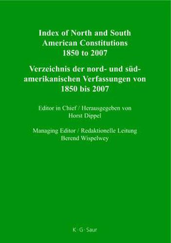 Cover image for Index of North and South American Constitutions 1850 to 2007: n.a.