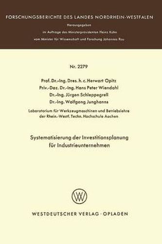 Cover image for Systematisierung Der Investitionsplanung Fur Industrieunternehmen