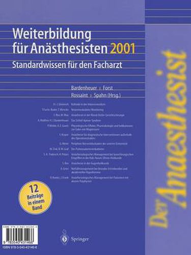 Cover image for Der Anaesthesist Weiterbildung fur Anasthesisten 1997: Ihre Basis fur die Facharztprufung