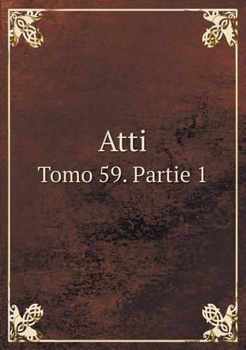 Cover image for Atti Tomo 59. Partie 1