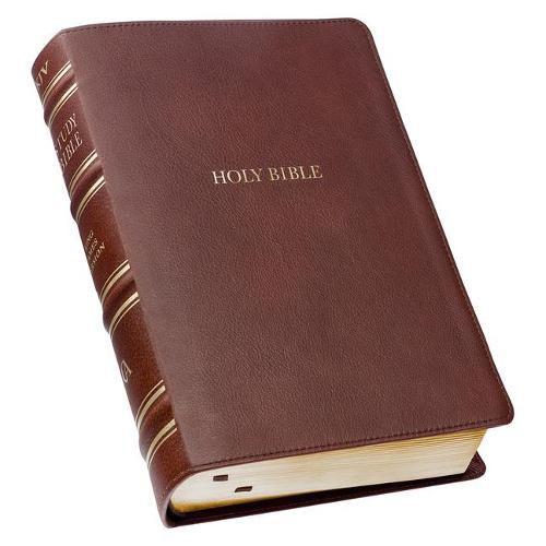 KJV Study Bible, Standard Print Premium Full Grain Leather - Thumb Index, King James Version Holy Bible, Saddle Tan