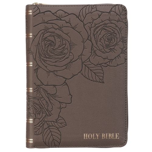 Cover image for KJV Bible Compact Faux Leather LP Gray W/Zipper