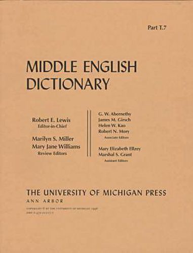 Cover image for Middle English Dictionary: T.7