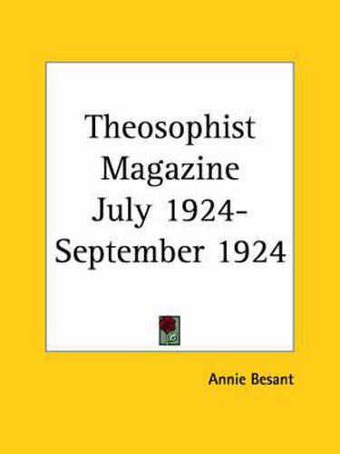 Cover image for Theosophist Magazine (July 1924-September 1924)