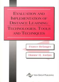 Cover image for Evaluation and Implementation of Distance Learning-Technologies Tools and Techniques