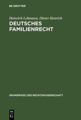 Cover image for Deutsches Familienrecht