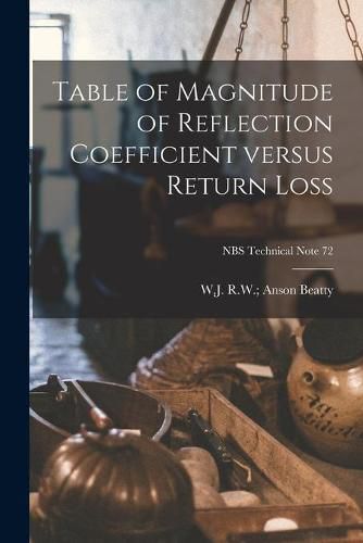 Cover image for Table of Magnitude of Reflection Coefficient Versus Return Loss; NBS Technical Note 72