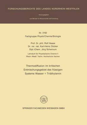 Cover image for Thermodiffusion Im Kritischen Entmischungsgebiet Des Flussigen Systems Wasser + Triathylamin