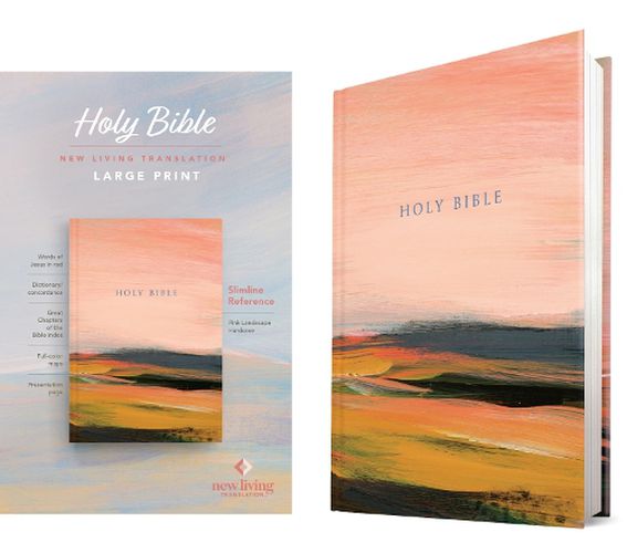 Cover image for NLT Large Print Slimline Reference Bible (Hardcover, Pink Landscape, Red Letter)