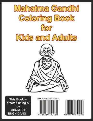 Cover image for Mahatma Gandhi Coloring Book for Kids and Adults