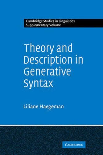 Cover image for Theory and Description in Generative Syntax: A Case Study in West Flemish