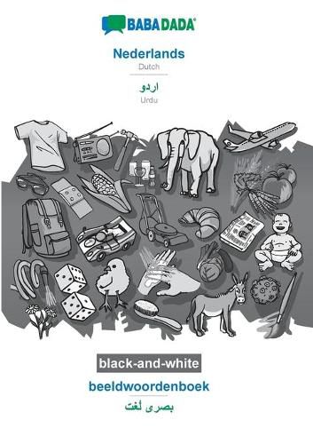 Cover image for BABADADA black-and-white, Nederlands - Urdu (in arabic script), beeldwoordenboek - visual dictionary (in arabic script): Dutch - Urdu (in arabic script), visual dictionary