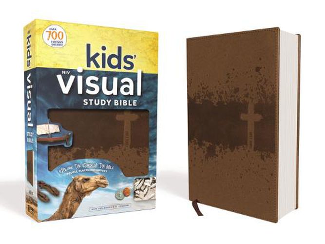 Cover image for NIV, Kids' Visual Study Bible, Leathersoft,  Bronze, Full Color Interior: Explore the Story of the Bible---People, Places, and History