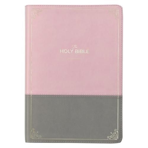 Cover image for KJV Holy Bible, Super Giant Print Faux Leather Red Letter Edition - Ribbon Marker, King James Version, Pink/Gray