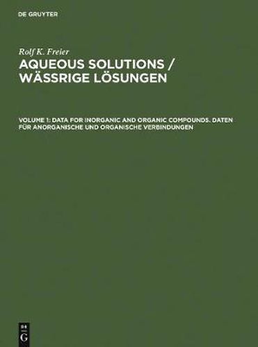 Data for Inorganic and Organic Compounds. Daten fur Anorganische und Organische Verbindungen