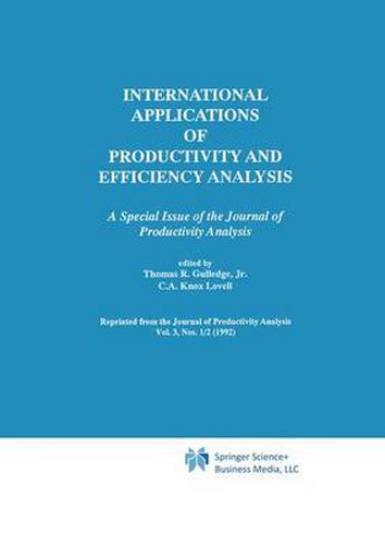 Cover image for International Applications of Productivity and Efficiency Analysis: A Special Issue of the Journal of Productivity Analysis