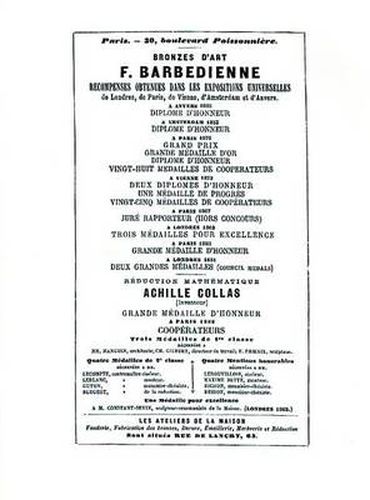 1886 Catalog of the French Bronze Foundry of F. Barbedienne of Paris