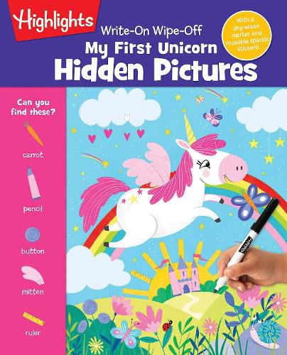 Cover image for Highlights Write-On Wipe-Off My First Unicorn Hidd en Pictures