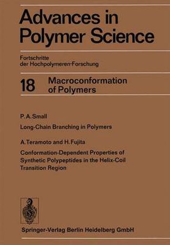 Cover image for Advances in Polymer Science: Fortschritte der Hochpolymeren-Forschung