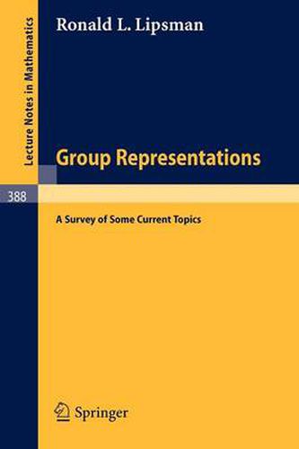 Cover image for Group Representations: A Survey of Some Current Topics