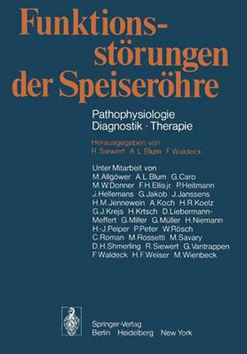 Cover image for Funktionsstorungen der Speiserohre