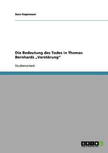 Cover image for Die Bedeutung des Todes in Thomas Bernhards  Verstoerung