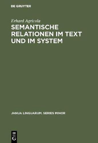 Cover image for Semantische Relationen im Text und im System