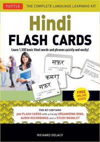 Cover image for Hindi Flash Cards Kit: Learn 1,500 basic Hindi words and phrases quickly and easily! (Online Audio Included)