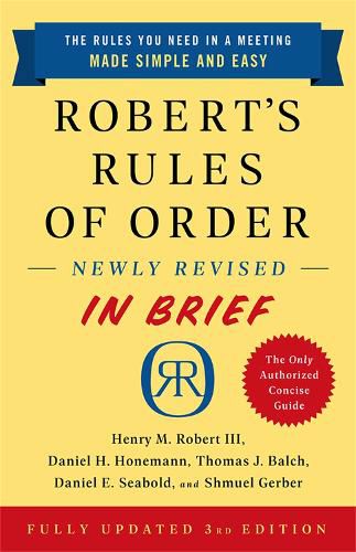 Cover image for Robert's Rules of Order Newly Revised In Brief, 3rd edition