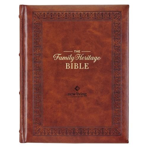 Cover image for NLT Family Heritage Bible, Large Print Family Devotional Bible for Study, New Living Translation Holy Bible Faux Leather Hardcover, Additional Interactive Content, Brown