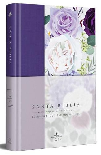 Cover image for Biblia Reina Valera 1960 letra grande. Tapa Dura, Tela morada con flores, tamano   manual / Spanish Bible RVR 1960. Handy Size, with purple flowered cloth spin