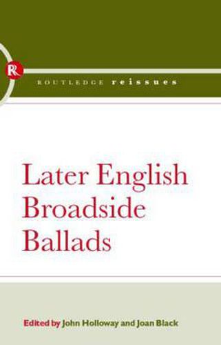 Cover image for Later English Broadside Ballads